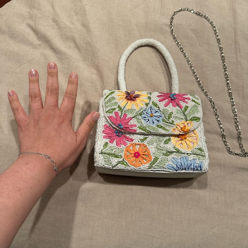 DSW Mini Floral Bag White Vibrant Design
